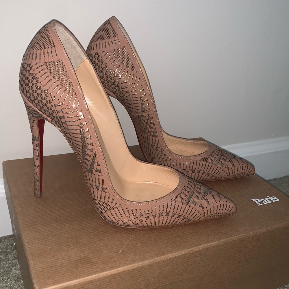 Christian Louboutin Kristali 120 Patent/Suede Pump